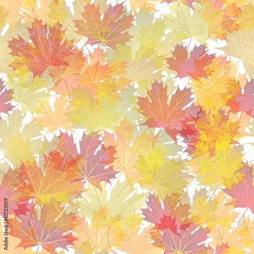 EPS10 Autumn leaves seamless background. Vector illustration.