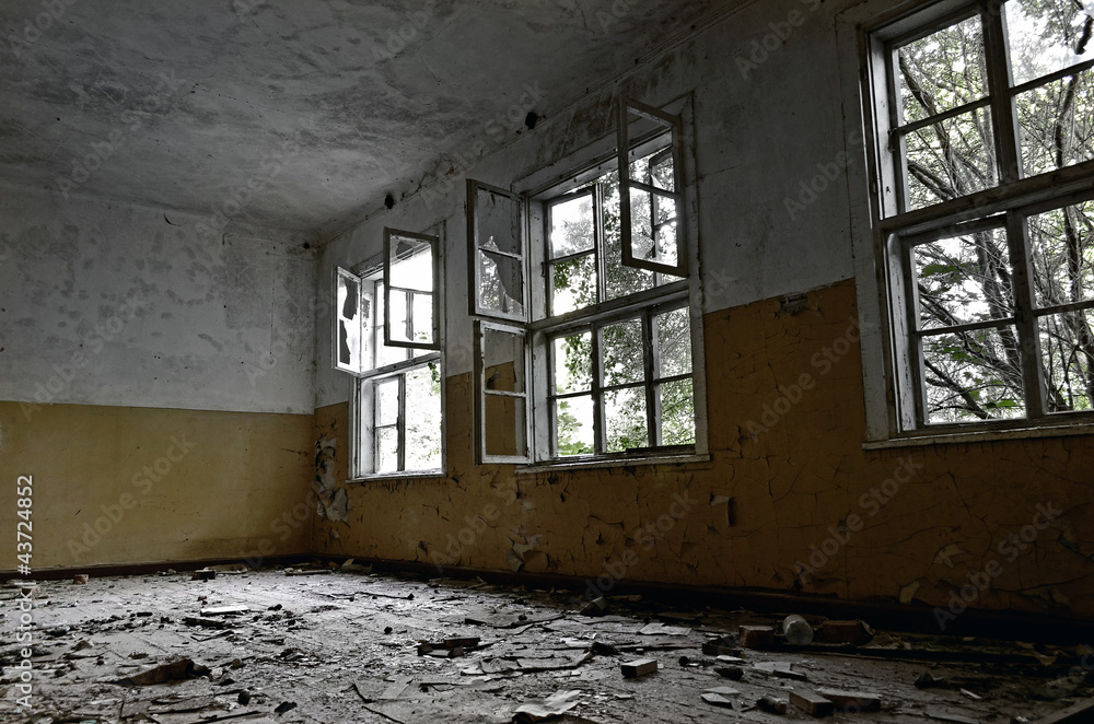 Abandoned house dark room interior Abandoned house dark room interior