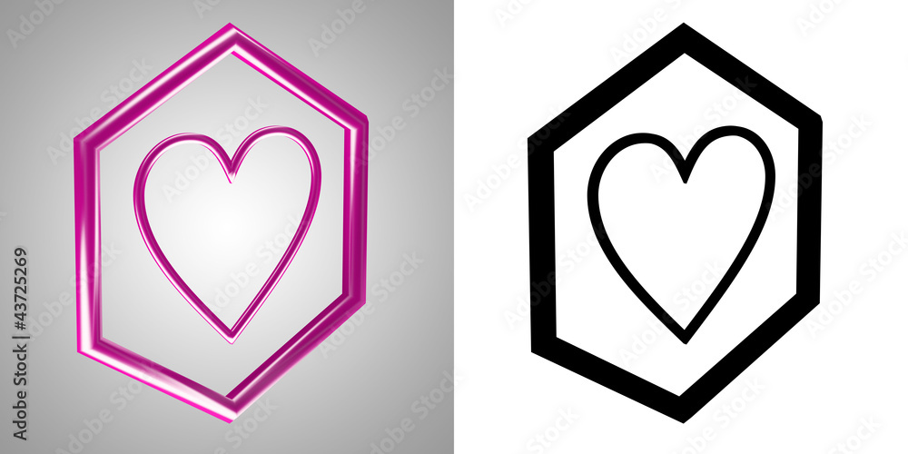 3D-Icon Heart, side-view. With transparency mask. 3D-Icon Heart, side-view. With transparency mask.