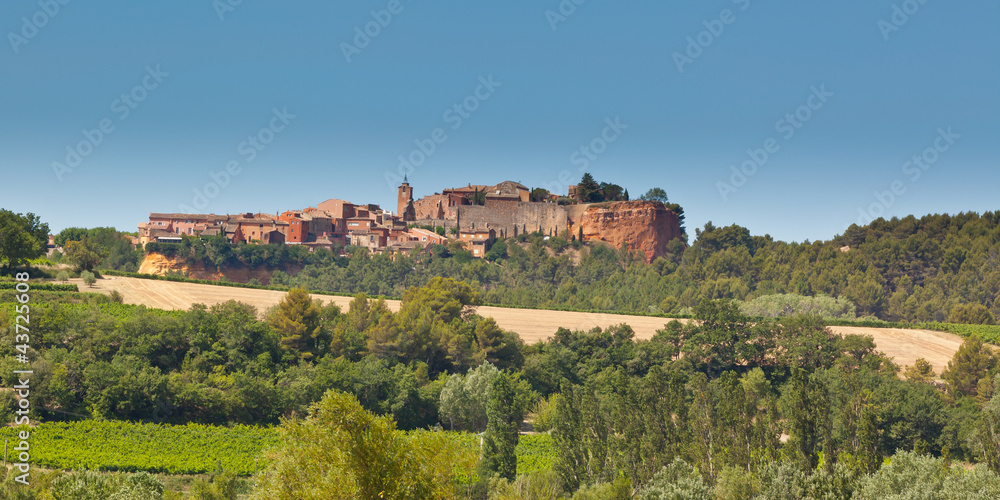 Th hill top village of Roussillon in Provence