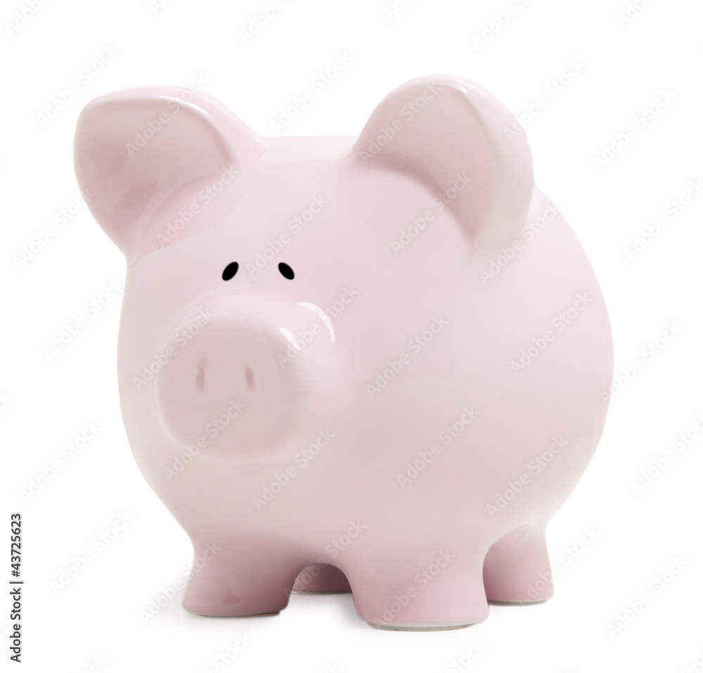 Pink piggy bank isolated on white Pink piggy bank isolated on white