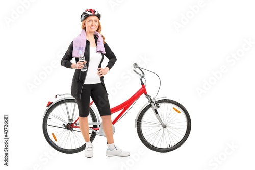 Woman resting after riding a bike