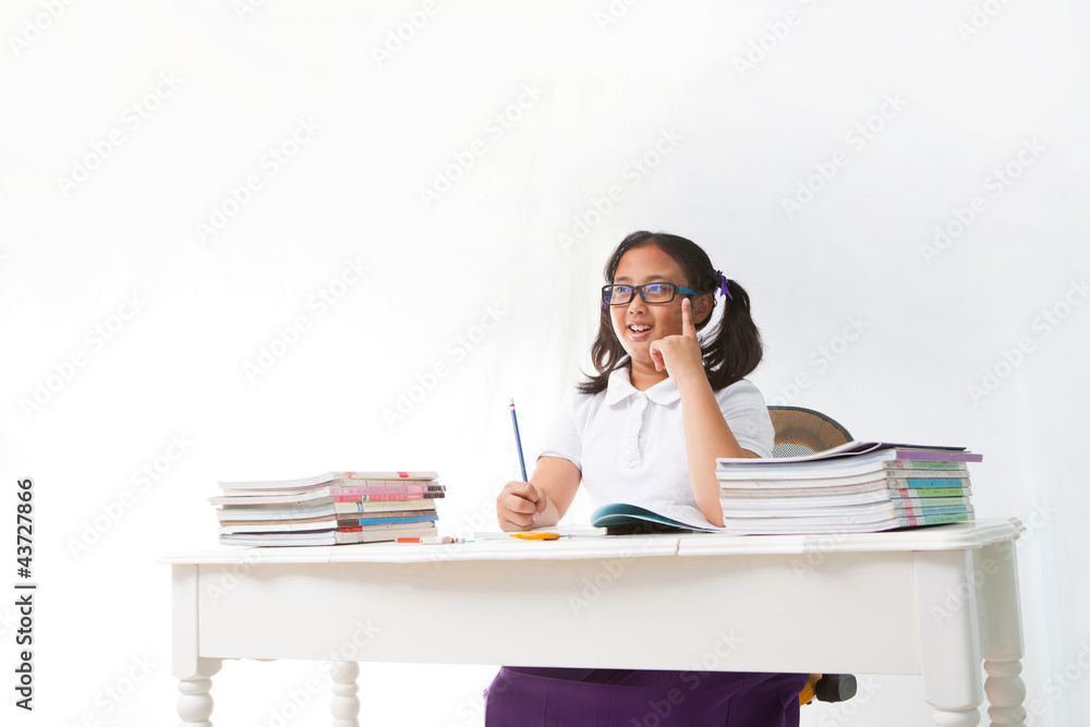 girl student studying in class room girl student studying in class room