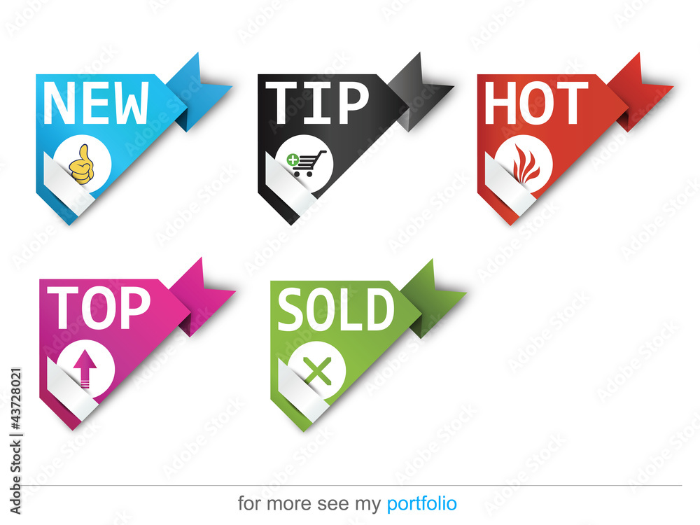 Corner ribbons - Sign-Symbol-Vector - New,Sold,Hot,Sale