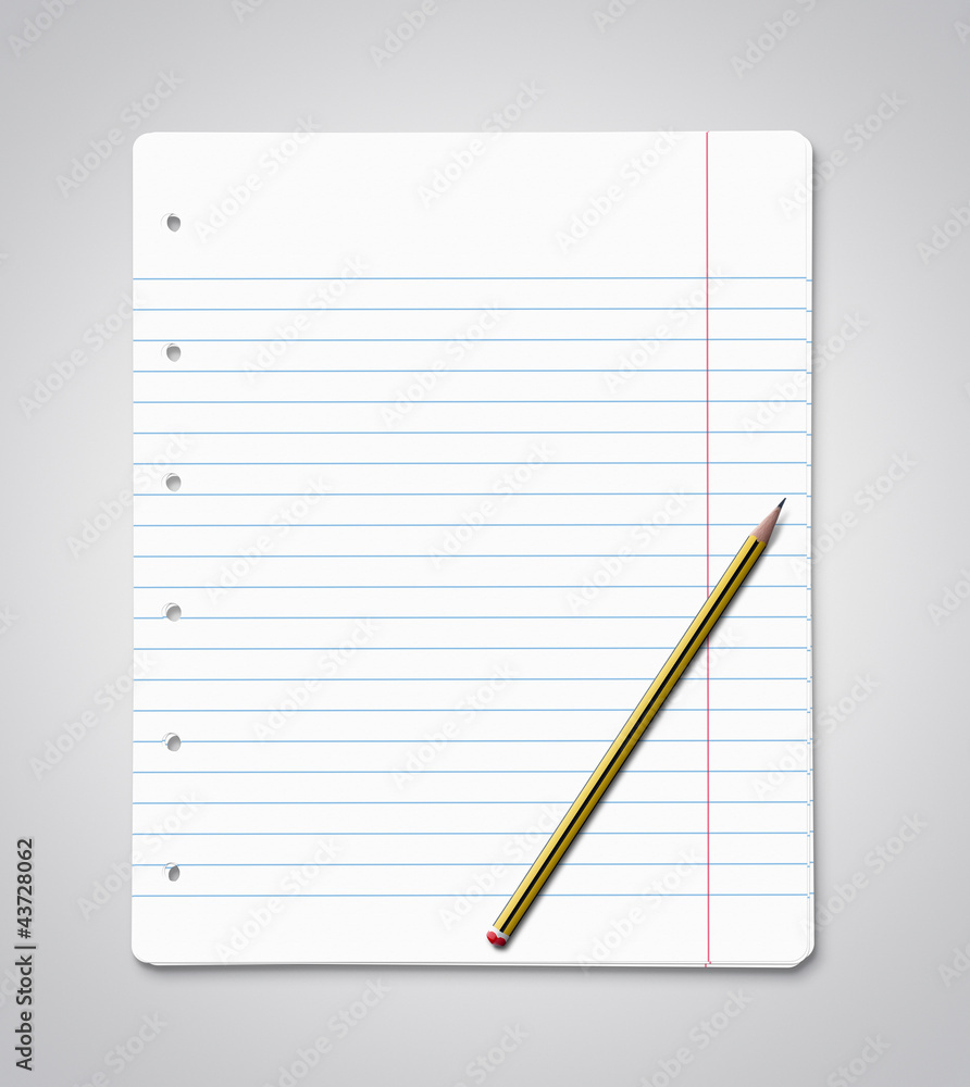 Stack of blank paper sheets with yellow pencil Stack of blank paper sheets with yellow pencil