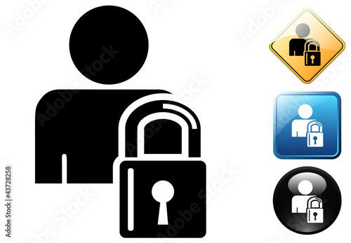 Secure login pictogram and icons