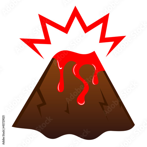 Erupting volcano with lava