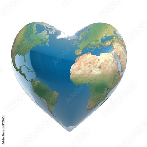 ove planet 3d concept - heart shaped earth photo