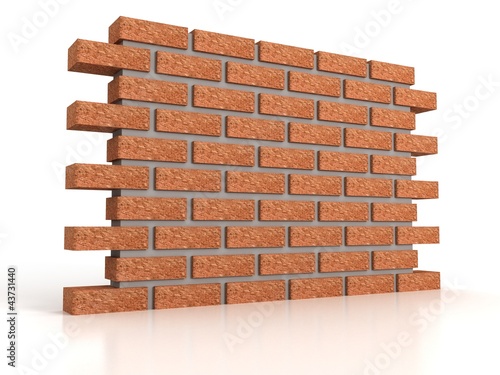 part of brick wall on white background