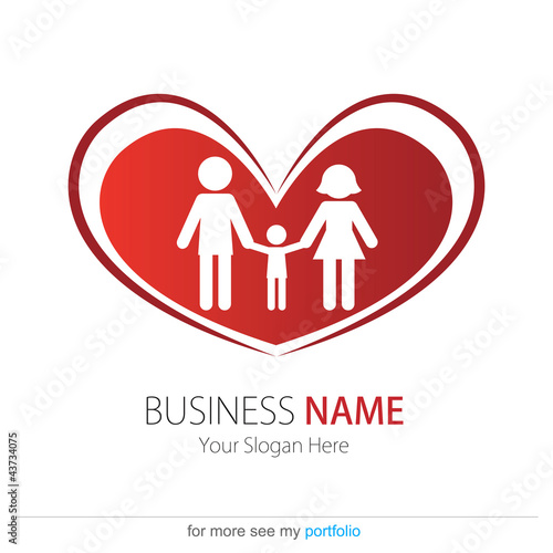 Company (Business) Logo Design, Vector, Heart, Peoples, Family