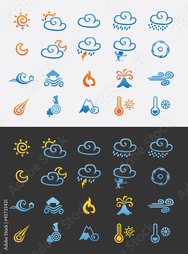 Icon Set Weather and Natural Disasters Color