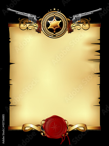paper with wax seal and guns