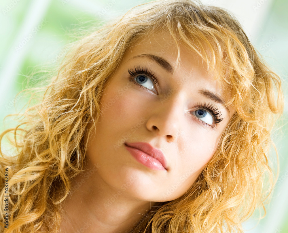Smiling young beautiful woman, indoors Smiling young beautiful woman, indoors