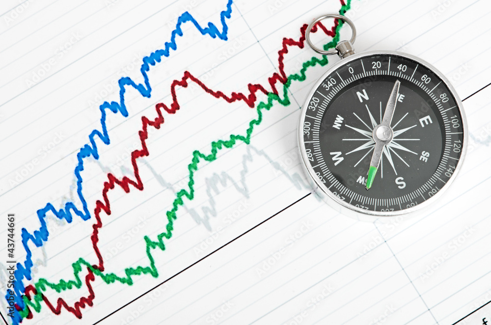 compass on the table and graph compass on the table and graph