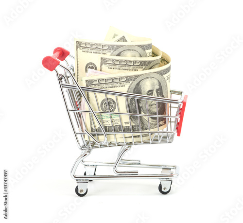 Shopping cart and dollars
