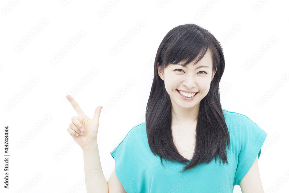 指差す女性 指差す女性