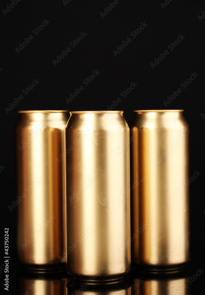 golden cans isolated on black golden cans isolated on black