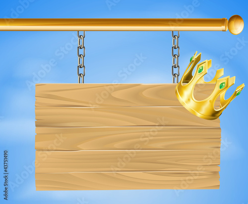 Wooden hanging sign and gol...
