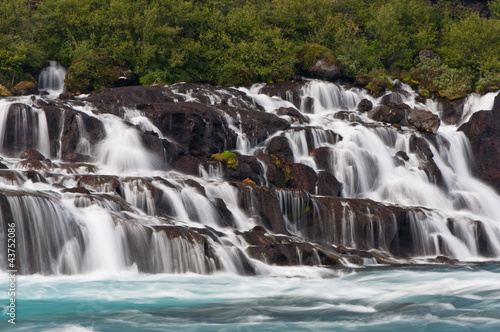 wonderful Hraunfossar waterfalls in iceland