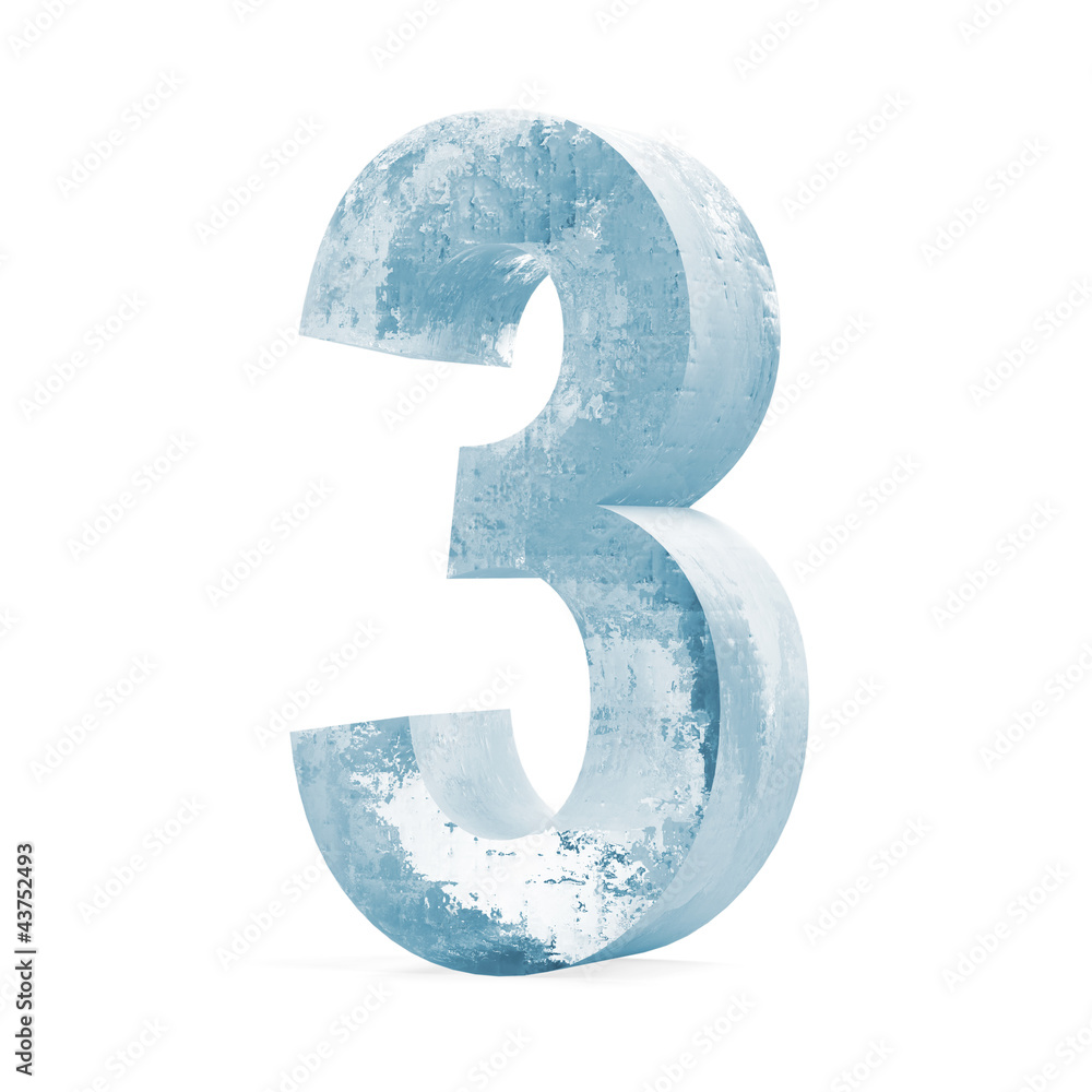 Icy Numbers isolated on white background (Number 1) Icy Numbers isolated on white background (Number 1)