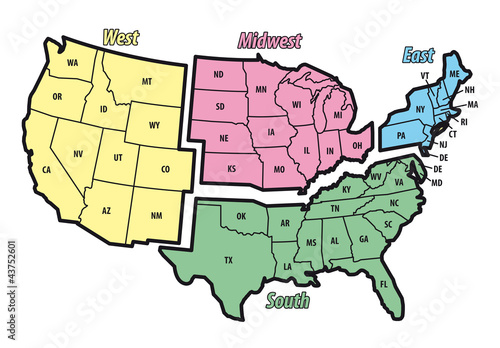 US east midwest south west