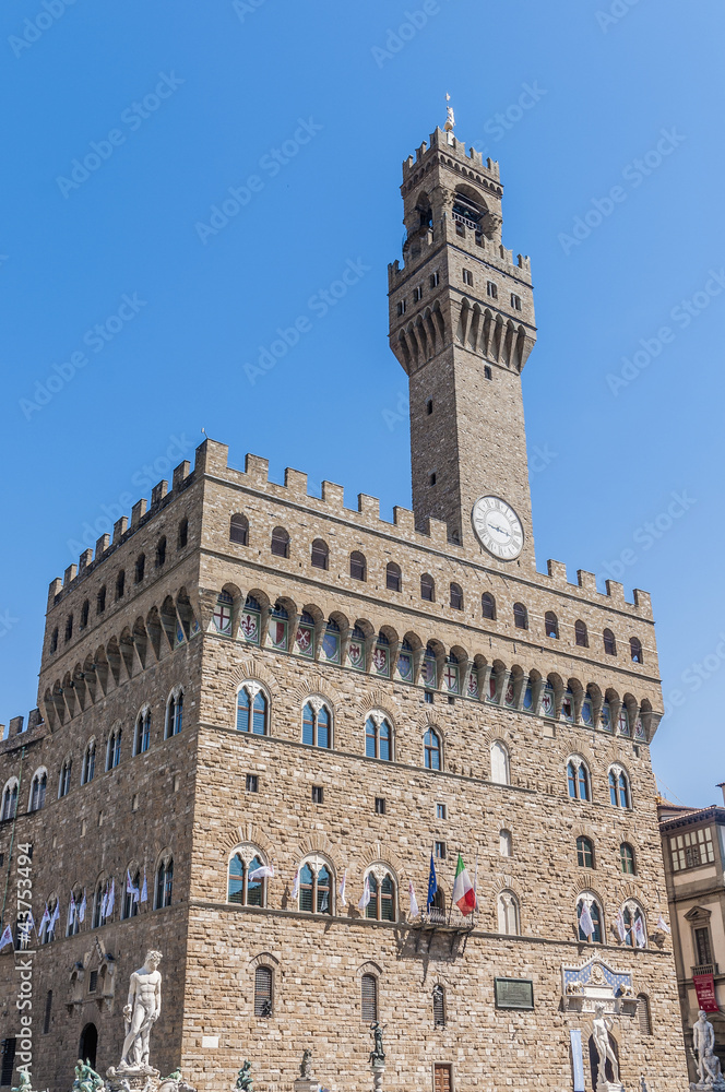 The Palazzo Vecchio, the town hall of Florence, Italy.