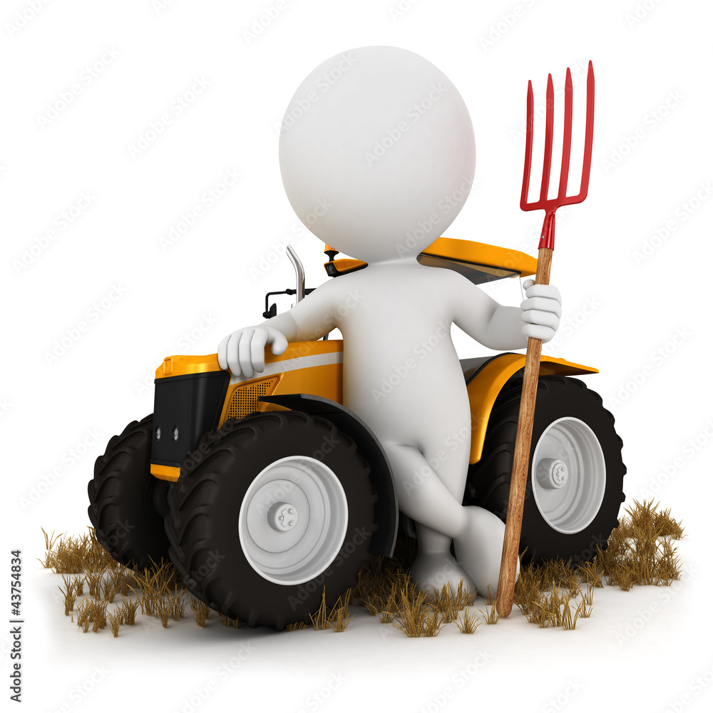 Naklejka premium 3d white people farmer