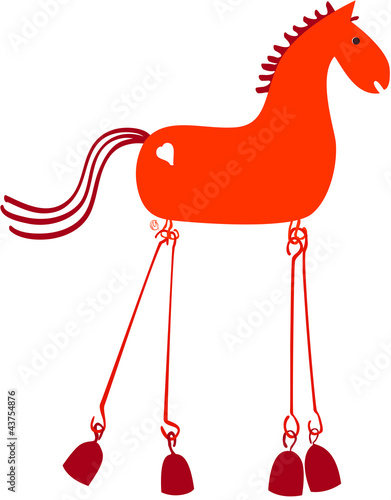 cheval jouet articulé orange