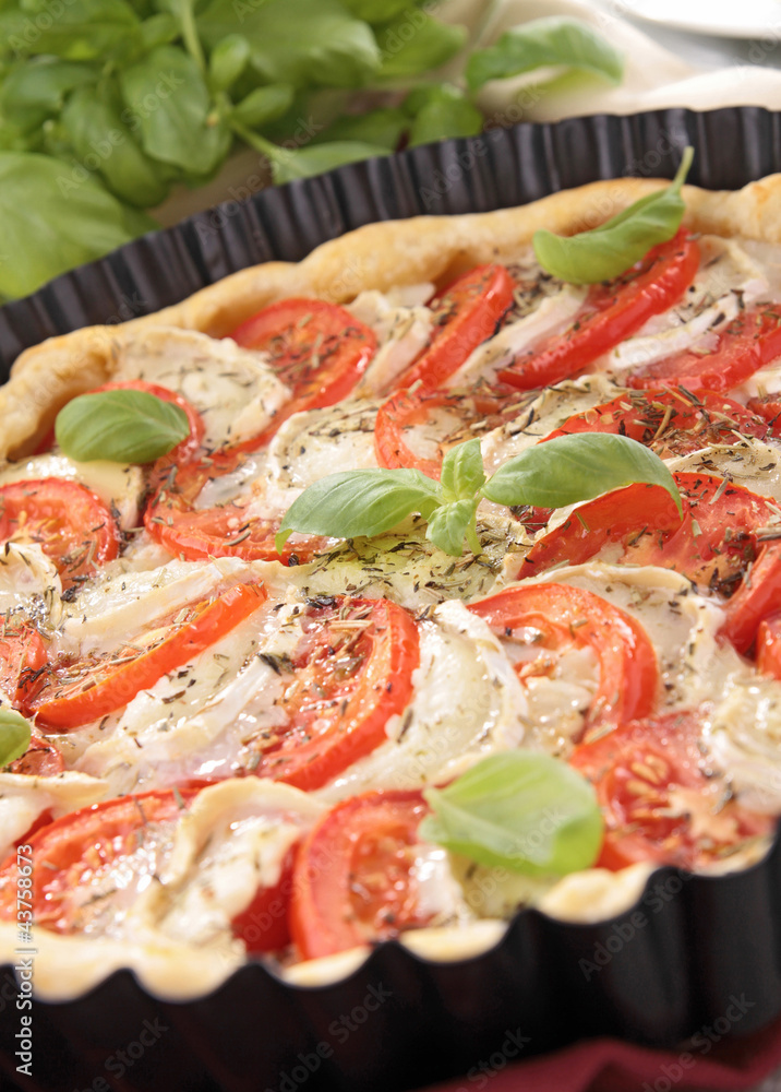 tomato,cheese and basil pizza