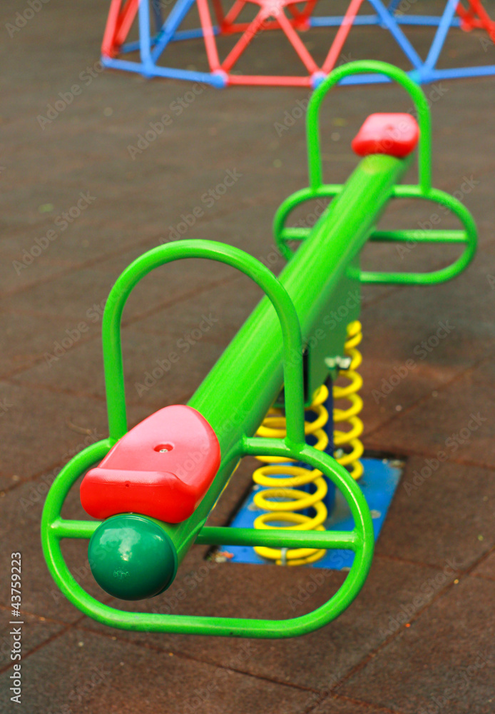 Colorful seesaw in park