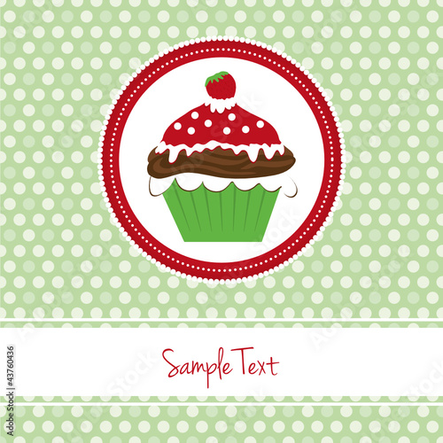 Cupcake Erdbeere - Karte