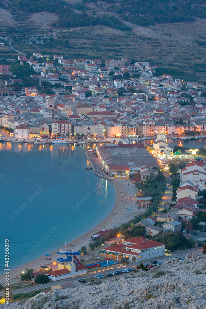 Pag, night view. Landscapes in Croatia