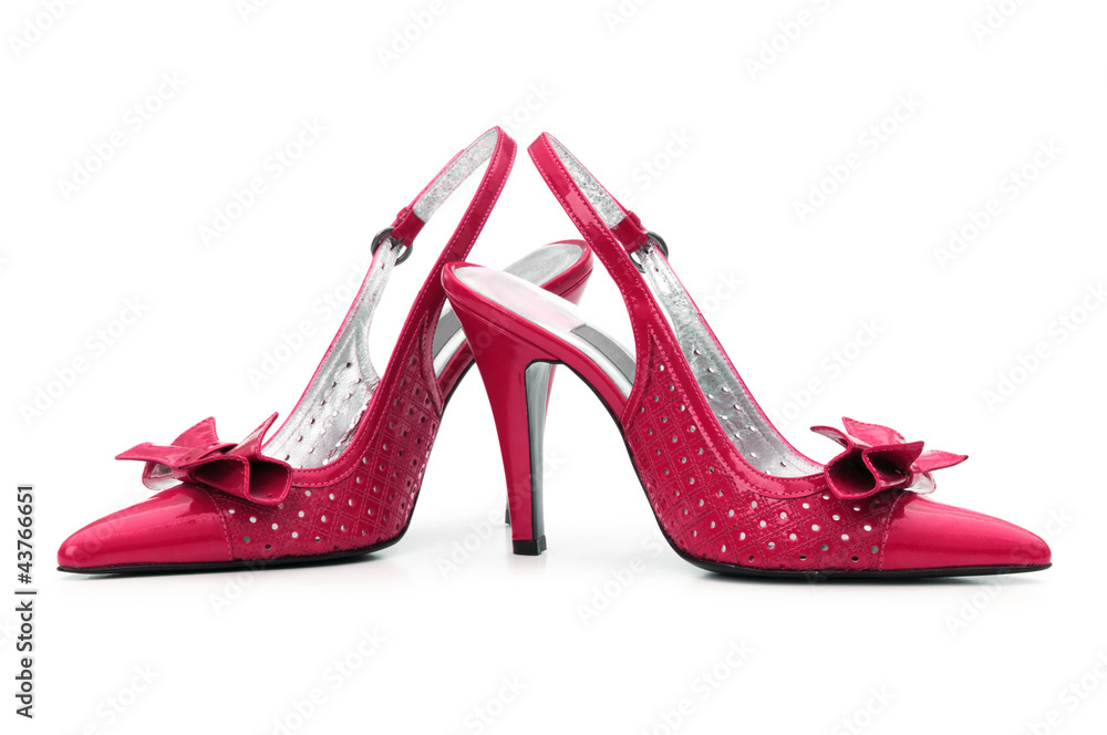 Naklejka premium Female shoes on white background