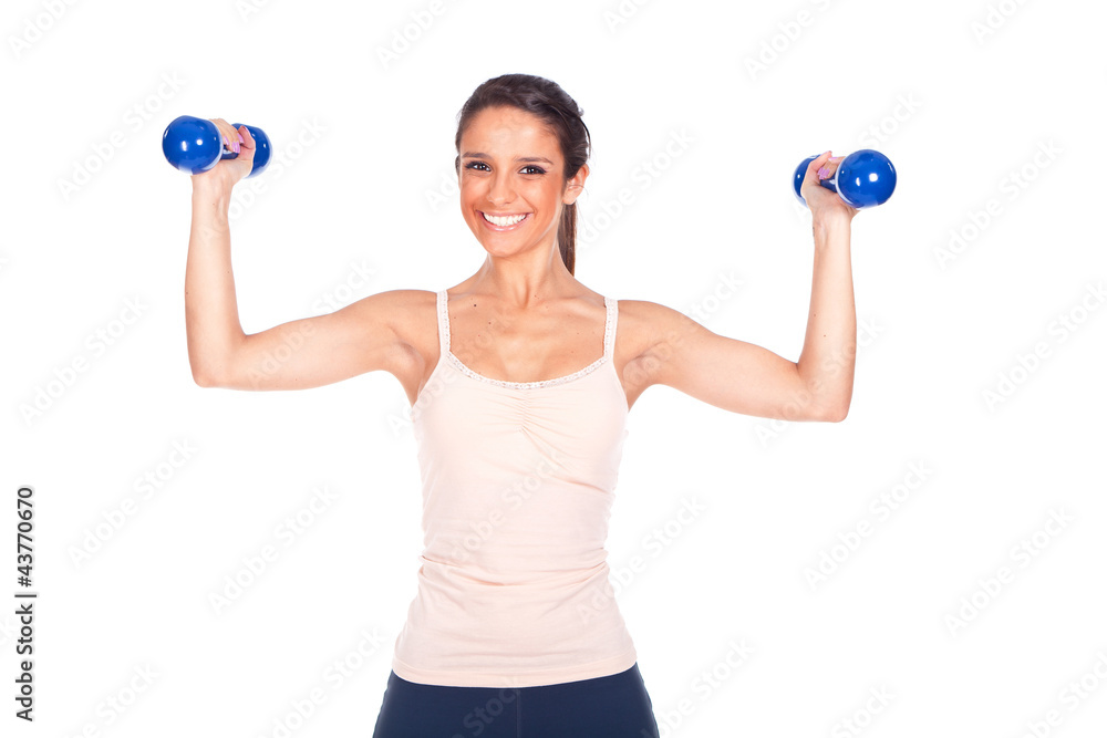 woman lifting some weights and working out woman lifting some weights and working out