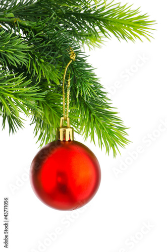 Christmas concept with baubles on white