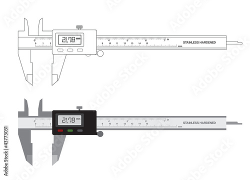Vernier caliper digital tool vector illustration