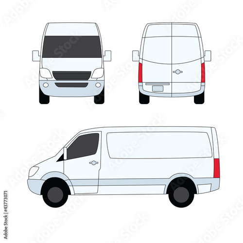 Delivery van white three sides vector illustration