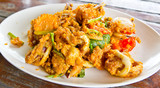 fired squid with salted egg delicious thai food