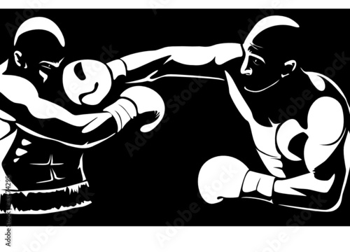 Boxer Man Silhouette on black background