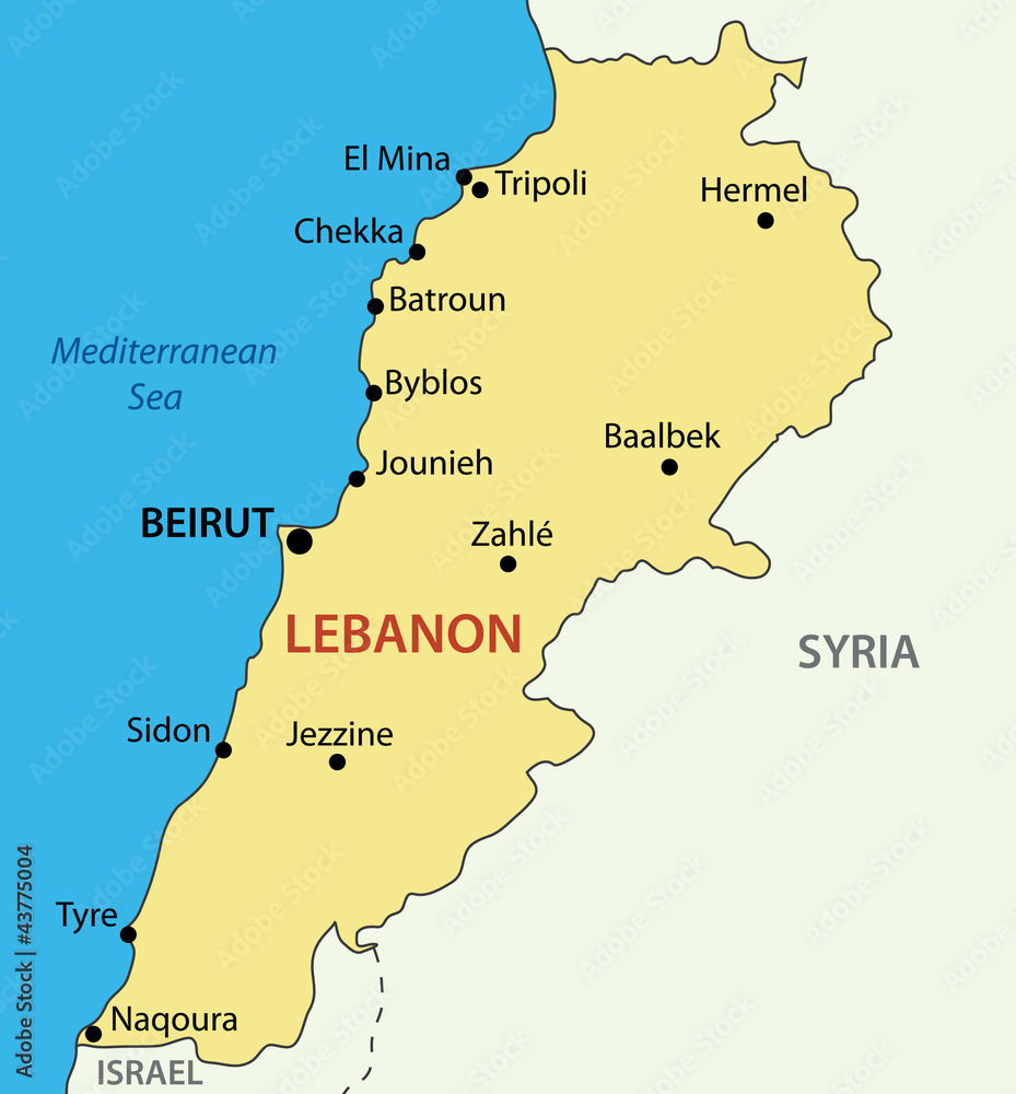 Fototapeta premium Republika Libańska - Liban - mapa wektorowa