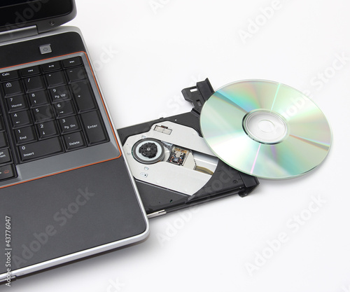 laptop with open CD tray