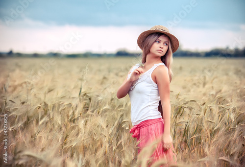 portrait of the rural girl in field