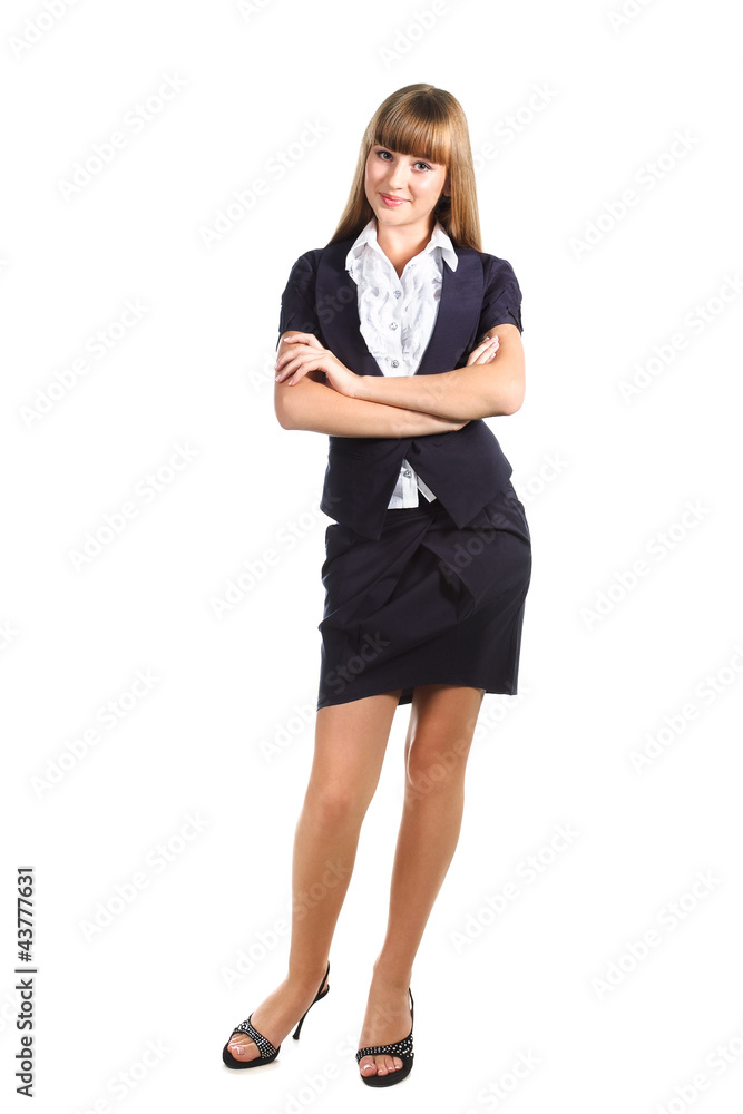 teen schoolgirl wearing formal uniform over white teen schoolgirl wearing formal uniform over white