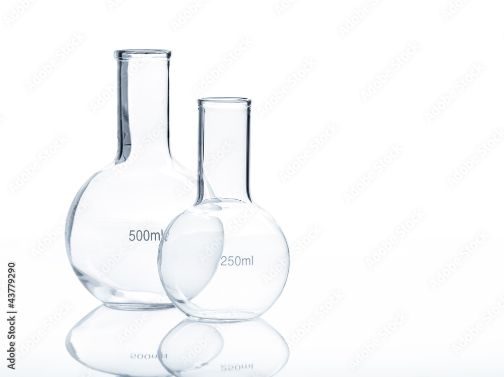 Two empty laboratory flasks with reflection Two empty laboratory flasks with reflection