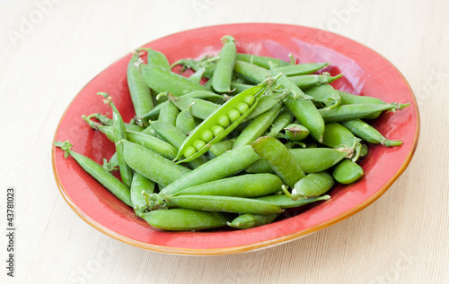 Peas pods on a plate