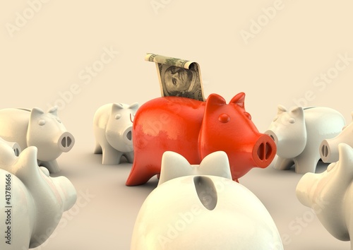 Pigbank circle with a hundred dollar