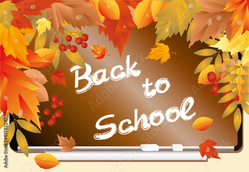 Back to school. Beautiful card with maple leafs