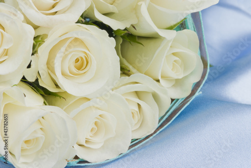 Wedding bridal white roses bouquet