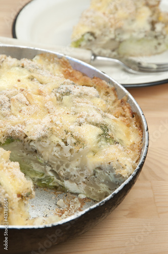 Baked pudding with cabbage and cauliflower