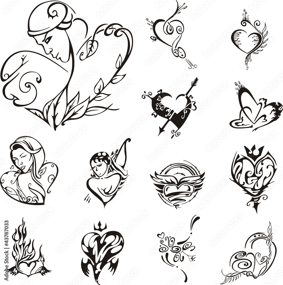 Stylized heart designs Stylized heart designs